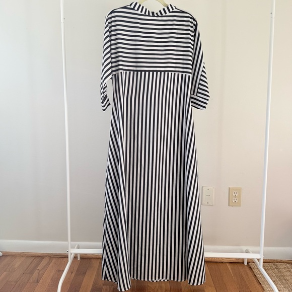 Black & White Vertical Stripe Maxi Shirt Dress / Duster - Picture 4 of 7